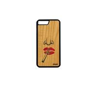 Coque Apple iPhone 8 Plus bois naturel silicone portrait bumper rose artiste de