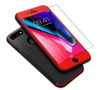 Coque Apple iPhone 8 Plus Full Cover Carbone Case Protection Bumper Cadre Rouge