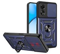 Coque Armure Militaire Odeydo Bleue Pour Oppo A40m - Protection De Lentille & Support Anneau Intégré