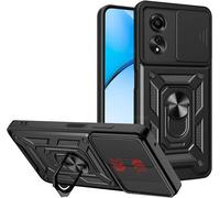 Coque Armure Militaire Odeydo Noir Pour Oppo A60 4g - Protection De Lentille, Support Anneau & Design Robuste