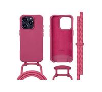 imoshion Coque arrière Color avec cordon amovible et MagSafe pour Apple iPhone 16 Pro - Raspberry