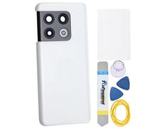 Coque arrière de rechange en verre acrylique blanc pour OnePlus 10 Pro NE2210 avec cadre adhésif prédécoupé pour appareil photo arrière et couvercle en verre, livré avec kit d'outils