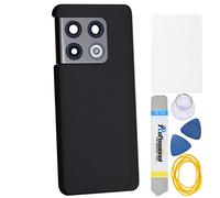 Coque arrière de rechange en verre acrylique noir pour OnePlus 10 Pro NE2210 avec cadre adhésif prédécoupé et coque en verre, livré avec kit d'outils