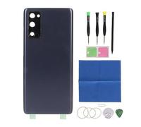 Coque Arrière de Rechange en Verre pour Galaxy S20 FE 5G G781, Coque Arrière en Verre avec Cadre de Caméra pré-installé et Kit D'outils de Réparation de Ruban Adhésif (Blue)