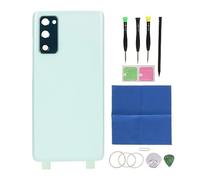 Coque Arrière de Rechange en Verre pour Galaxy S20 FE 5G G781, Coque Arrière en Verre avec Cadre de Caméra pré-installé et Kit D'outils de Réparation de Ruban Adhésif (Vert Clair)