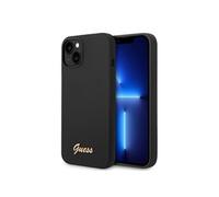 Coque arrière en silicone pour iPhone 14 Plus - Logo en métal - noir