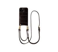 Selencia Nova coque arrière en cuir véritable avec porte-cartes pour Apple iPhone 15 - Dark Chocolate