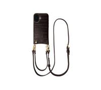 Selencia Nova coque arrière en cuir véritable avec porte-cartes pour Apple iPhone 16 - Dark Chocolate
