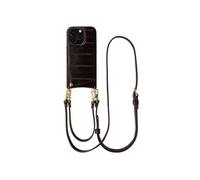 Selencia Nova coque arrière en cuir véritable avec porte-cartes pour Apple iPhone 16 Pro - Dark Chocolate