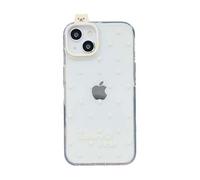 Coque arrière pour iPhone 13, 14 Pro Max et 15 Pro Max, ornée d'un ours porte-bonheur et d'un couple heureux. Motif 3D mignon avec un ours.