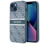 Guess Coque Arrière pour iPhone 13 Élégante à Motif 4G Stripe Bleu