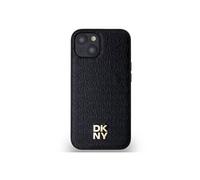 Étui DKNY pour iPhone 15 6.1 noir étui rigide Leather Pattern Metal Logo MagSafe