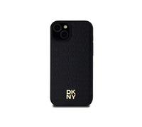Étui DKNY pour iPhone 15 Plus 6.7 noir étui rigide Leather Monogram Pattern Metal Logo MagSafe
