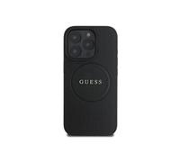 CG Mobile Coque Guess MagSafe – Rigide grainée en polyuréthane, anneau doré, fine – iPhone 16 Pro