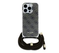 Coque Arrière pour iPhone 16 Pro Max avec Bandoulière Imprimée IML 4G Guess Marron