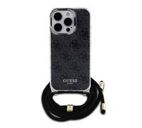 Coque Arrière pour iPhone 16 Pro Max avec Bandoulière Imprimée IML 4G Guess Noir