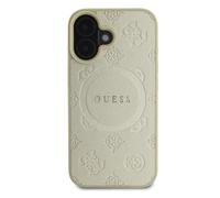 CG Mobile Guess GUHMP16SPSAPSMED Coque Rigide pour iPhone 16 6,1" Doré avec Logo Saffiano Peony Classic