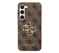 Guess GUHCS23S4GMGBR Coque pour Samsung S23 S911 Marron 4G Logo Big Metal