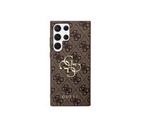 Guess Étui GUHCS23L4GMGBR pour Samsung S23 Ultra S918 Marron 4G Grand logo métallique