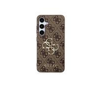 Guess GUHCS24S4GMGBR Coque Rigide pour Samsung Galaxy S24 avec Logo en métal 4G Marron