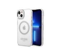 Coque arrière rigide compatible Magsafe pour iPhone 14 - argenté/transparent