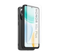 Coque arrière semi-rigide Casr Noir + Protège-écran en verre trempé Transparent pour Honor X5C Plus