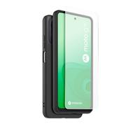 Coque arrière semi-rigide Casr Noir + Protège écran Transparent pour Moto G24 G04 G04S et E14