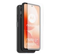 Coque arrière semi-rigide et Protège-écran en verre trempé Casr Noir et Transparent pour Motorola Moto E15 et G05