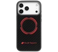 Coque Audi RSQ Fibre de Carbone Sport Red Circle MagSafe pour iPhone 17 Pro Max Noir