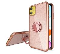 Coque avec Anneau compatible avec iPhone 11 Glitter Silicone Case avec 360 Degrés Ring Holder Brillante Diamant Cover Slim