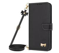 Coque avec Cordon pour Honor X7A 4G/Honor play 7T 5G,Coque Etui avec Porte Carte à Rabat Clapet Portefeuille en Cuir Pochette Antichoc Flip Case Étui Cover Housse Protection Complète Coque,Noir