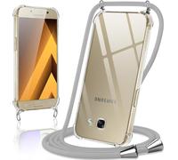 Coque Avec Cordon Pour Samsung Galaxy A5 2017 5,2"", Collier Réglable Téléphone Étui Portable Lanyard Case Transparent Ultra Souple Silicone Tpu Housse Antichoc Protection Cover, Gris