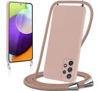 Coque Avec Cordon Pour Samsung Galaxy A52 / A52s 5g Collier Lanière Silicone Liquide Bumper Housse Réglable Téléphone Étui Portable Lanyard Case Cover Protection Pour Samsung A52 6,5"",Kaki