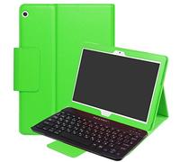 Coque avec rabat et clavier PCATEC - Pour tablette Huawei MediaPad M3 Lite 10 - Clavier Bluetooth sans fil caché et amovible - Coque en cuir synthétique multi-angle avec rabat Green