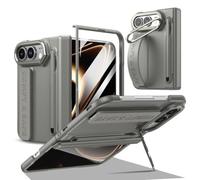 Coque avec Support à 180° pour iPhone Duo, Protège-Écran, Dragonne - Gris | Visionnage Portrait et Paysage, Pourtour de Caméra Surélevé, Structure Avant-Arrière, Accès aux Ports et Commandes Latérales