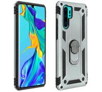 Coque Huawei P30 Pro Bi matière Rigide Souple Bague Support Vidéo Argent