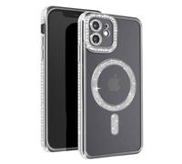 Coque Diamant pour iPhone 12 Protection MagSafe Contour Strass Argent