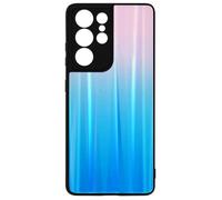 Coque pour Samsung Galaxy S21 Ultra Bi-matière Holographique Brillant Fine Légère Rose et Bleu