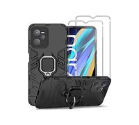 Coque Bague anneau Résistante + 2 Films protections écran Verre trempé pour Realme Narzo 50A Prime 4G et realme C35 4G