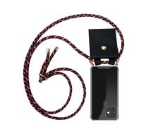 Tour de cou chaîne pour Apple iPhone 11 en ROUGE BLEU JAUNE Housse de protection Étui en silicone avec anneaux dorés, cordon et étui amovible