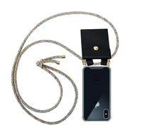 Tour de cou chaîne pour Apple iPhone X / XS en RAINBOW Housse de protection Étui en silicone avec anneaux dorés, cordon et étui amovible