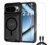 Coque Batterie pour Google Pixel 10 Pro XL/Pixel 9 Pro XL, étui Rechargeable Portable pour téléphone, Batterie Externe Portable 10 000 mAh, étui Protecteur avec Chargeur de Externe, Noir
