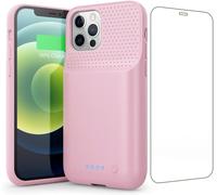 Coque Batterie Pour Iphone 12/12 Pro,¿Version Actualisée ¿ 10800mah Power Chargeur Case Slim Rechargeable Extended Portable Batterie Externe Pour Apple Iphone 12/12 Pro (6,1 Pouces)-Rose