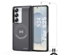 Coque Batterie pour Samsung Galaxy S25/S24, Réel 10000mAh Magnétique Compatible Chargement sans Fil Coque de Protection pour Chargeur de Batterie de Secours étendue Power Bank