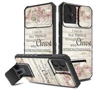 Coque Bible Flower 4-13 pour Samsung Galaxy A06 5G, béquille pliable, protection intégrale antichoc et anti-rayures pour femmes chrétiennes, cadeau religieux