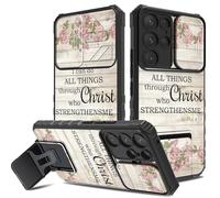 Coque Bible Flower 4-13 pour Samsung Galaxy S22 Ultra, béquille pliable et protection d'appareil photo cachée, antichoc et anti-rayures - Coque de protection intégrale pour femmes chrétiennes, cadeau