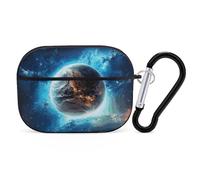 Coque bleue Earth in The Space pour AirPods Pro 2, coque de protection rigide antichoc pour homme et femme, compatible avec coque Airpod Pro 2e/1ère génération, avec porte-clés - noir