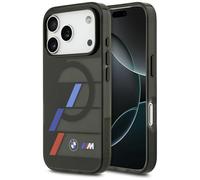Coque BMW M IML Boutons Métal Lignes Tricolores MagSafe Étui pour iPhone 17 Pro Max Noir