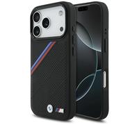 CG Mobile Coque BMW M Tricolor Metal Logo Compatible avec MagSafe pour iPhone 17 Pro Noir