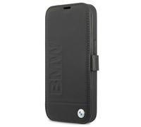 CG MOBILE BMW Coque pour iPhone 13 Pro Max en cuir véritable avec ports accessibles, absorption des chocs et logo signature Noir